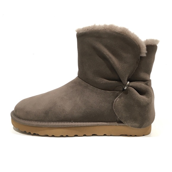 UGG CLASSIC MINI TWIST SUEDE / SHEEPSKIN ANKLE BOOTS -MOLE BROWN -US 10 - Picture 2 of 9